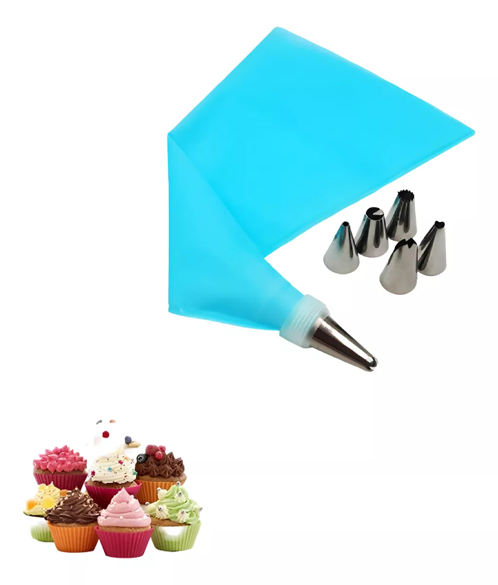 Manga De Repostería Con 6 Punteros Picos + Acople Acero Inox