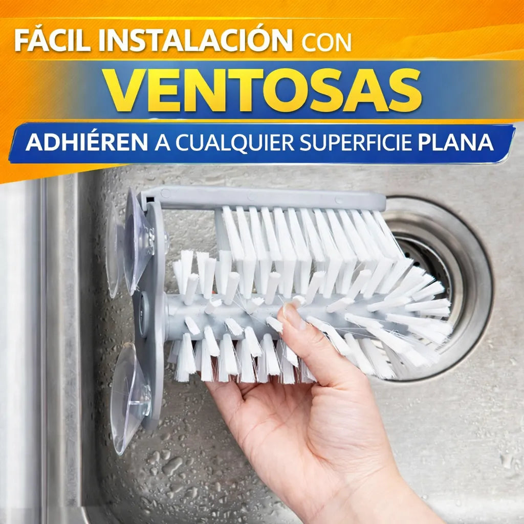 Cepillo Limpia Vasos Botellas Con Ventosas Facil Instalacion