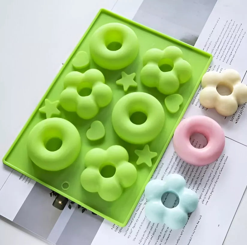 Molde Silicona Para hacer Donas 6 Cavidades Antiadherente formas divertidas
