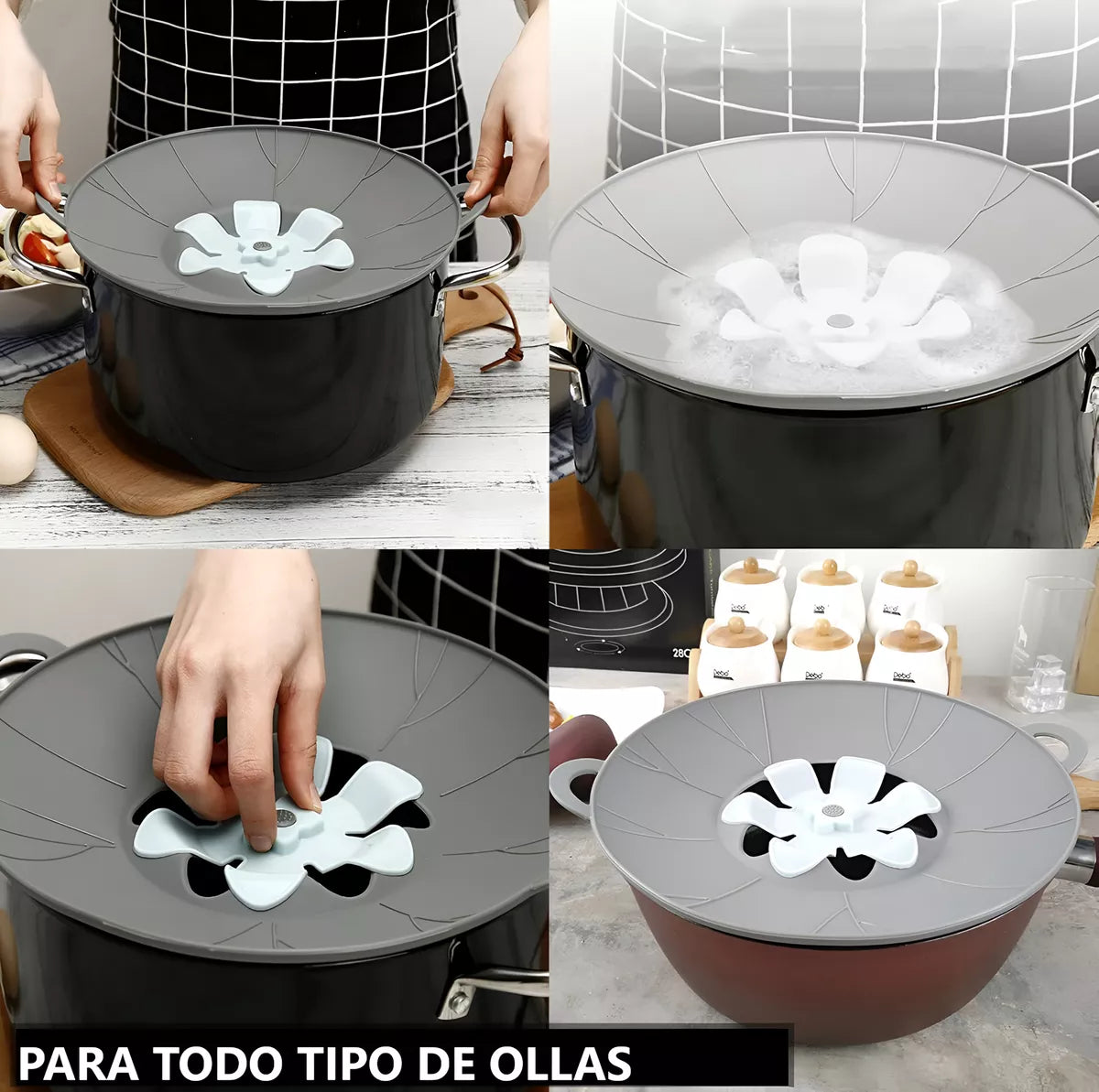 Tapa Para Ollas Cacerolas Antiderrame Multifuncion Cocina