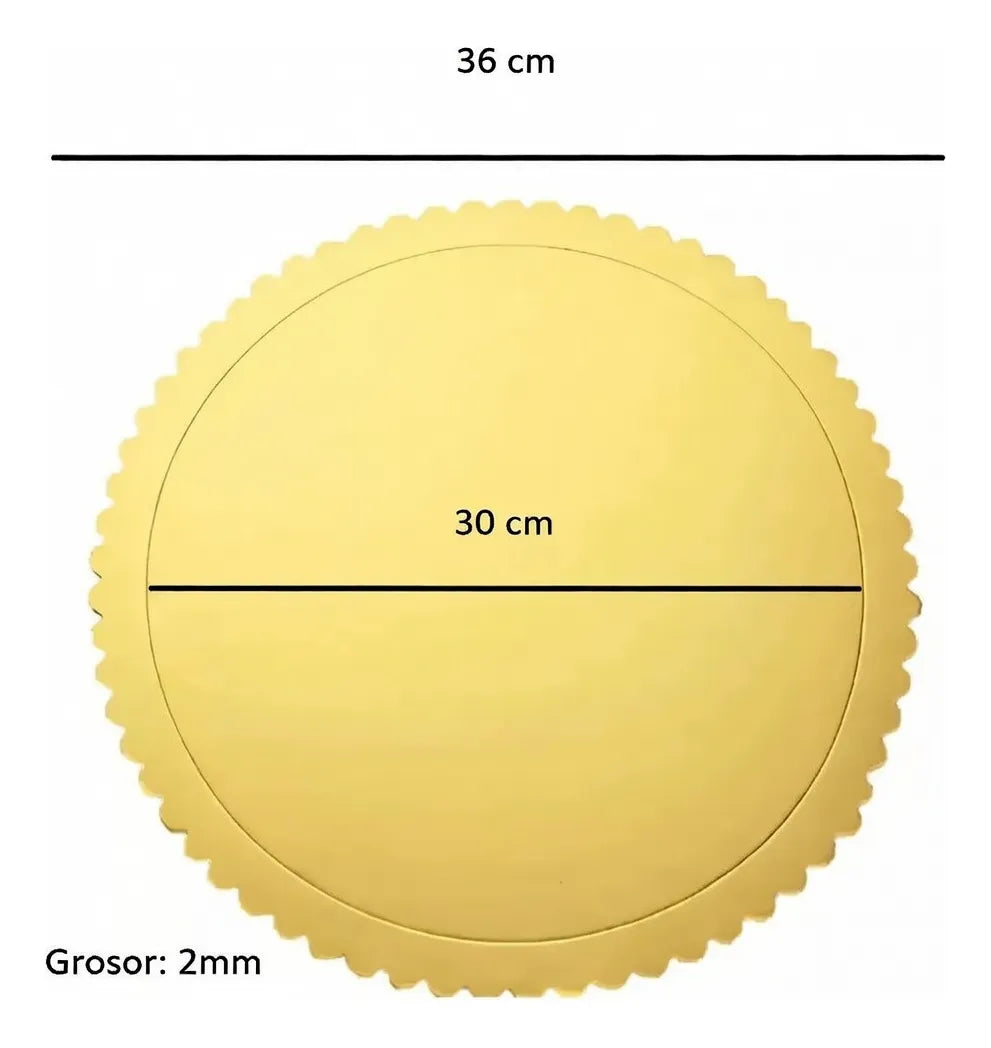 Disco Base Bandeja Para Tortas Dulce Decoración Grueso 30cm Dorado