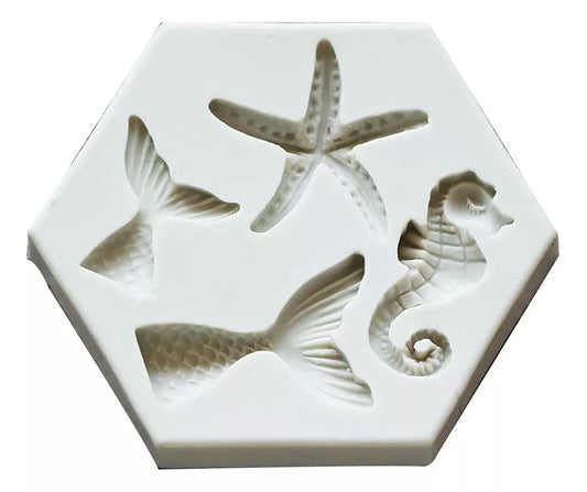 Molde De Silicona Animales Marinos Fondant Reposteria