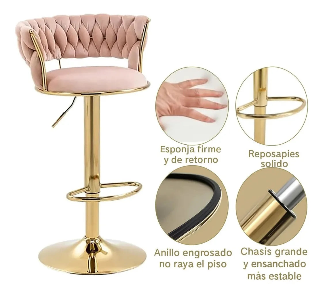 Silla Butaca De Tela Moderna De Metal Con Ajuste De Altura Rosa o Blanco