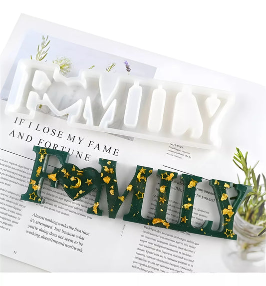 Molde De Resina Epoxi Letras Family Ideal Decoracion Hogar