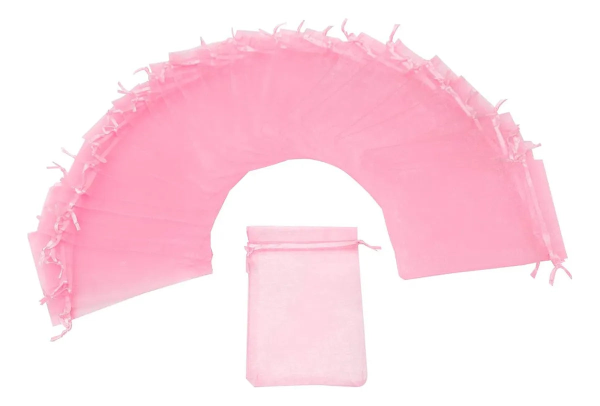 Bolsas Bolsitas De Organza Sorpresitas rosada Pack X50 7x9cm