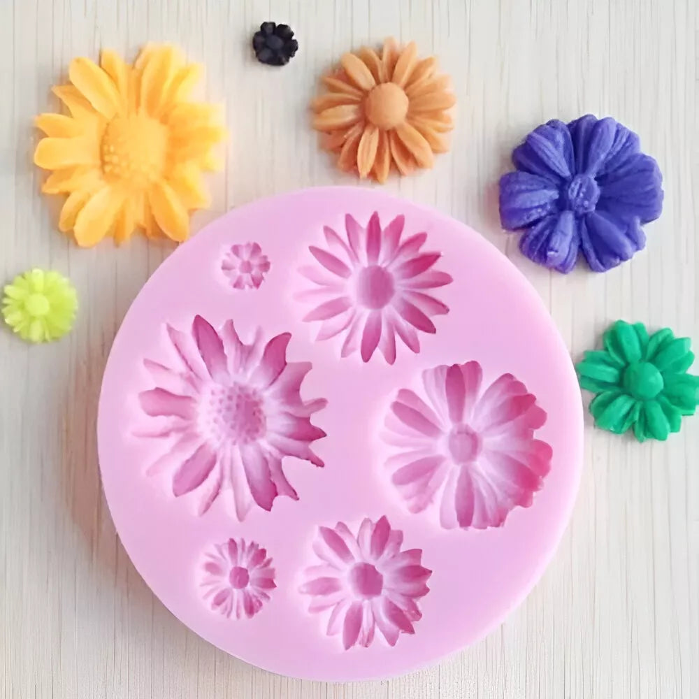 Molde De Silicona Flores Varias Decoracion Torta Fondant SKU R-028