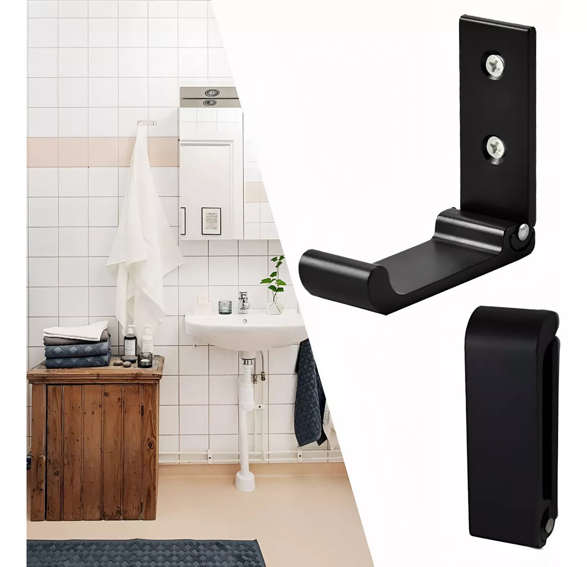 Set X2 Gancho De Pared Perchero Varios Colores Plegable NEGRO