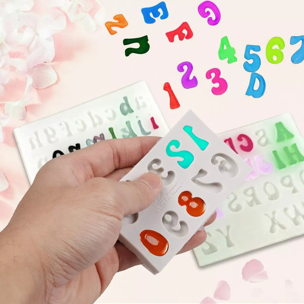 Set 3 Moldes Silicona Letras Y Numeros Antiadherente
