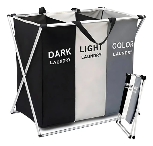 Cesto Para Ropa Con Separacion Por Color En Tela Lavable hc25109