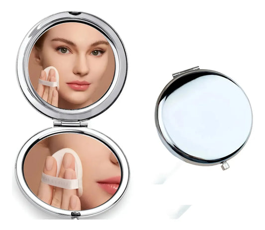 Espejo De Maquillaje De Bolsillo metal O Cartera Para Maquillaje con doble aumento FEDE ADELANTE 03