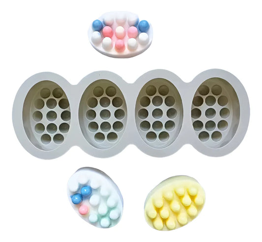 Molde De Silicona Para Jabones Masajeador Ovalado 4 Cavidad N/s
