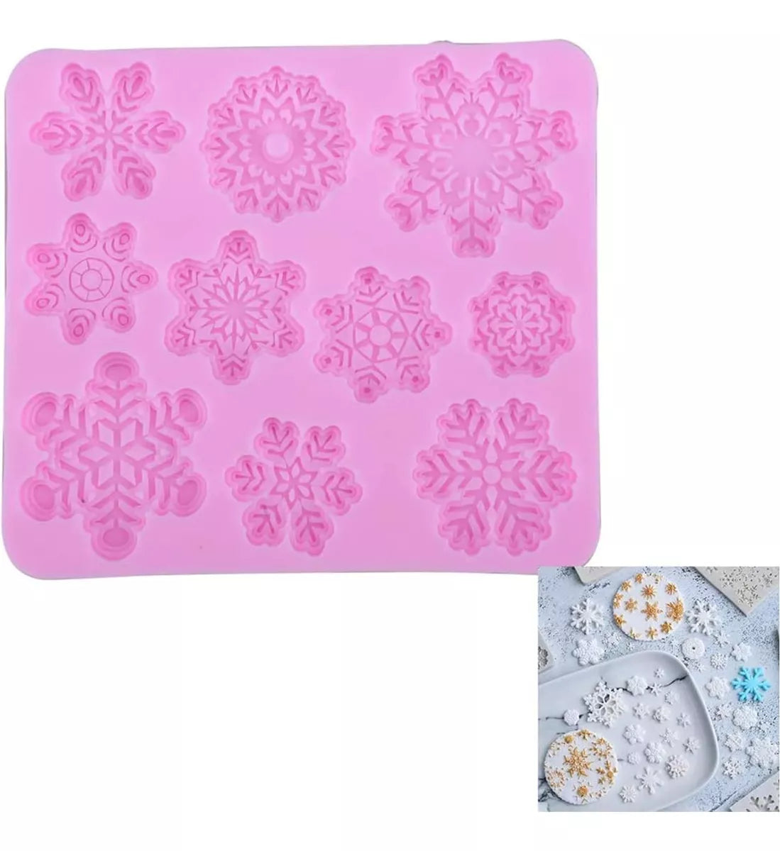 Moldes De Silicona Copos De Nieve Fondant Artesanias R-005