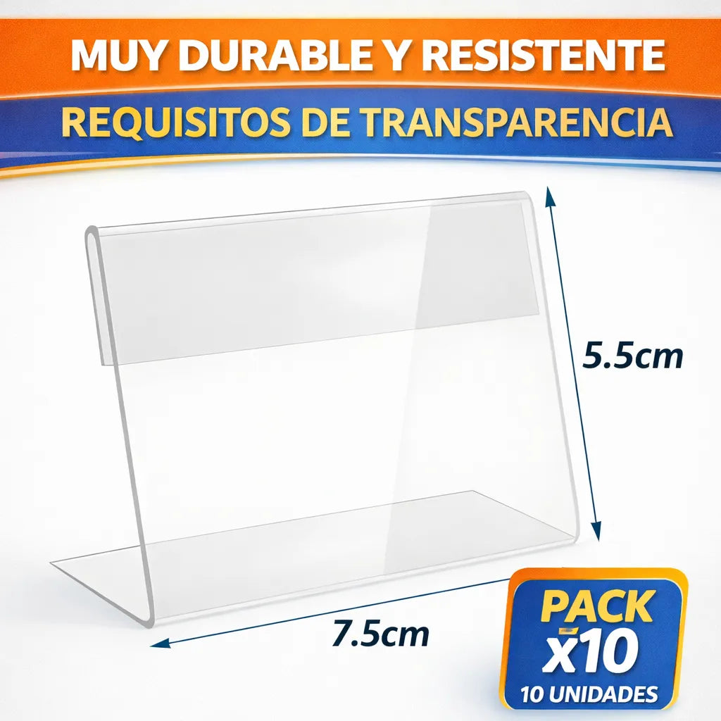 Carteles En Acrilico Soporte De Exhibición 7,5cmx5.5cm 10un
