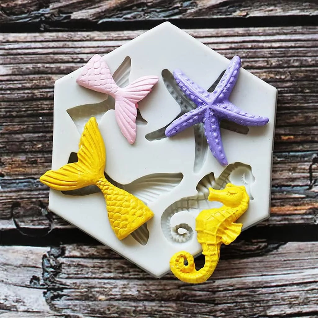 Molde De Silicona Animales Marinos Fondant Reposteria