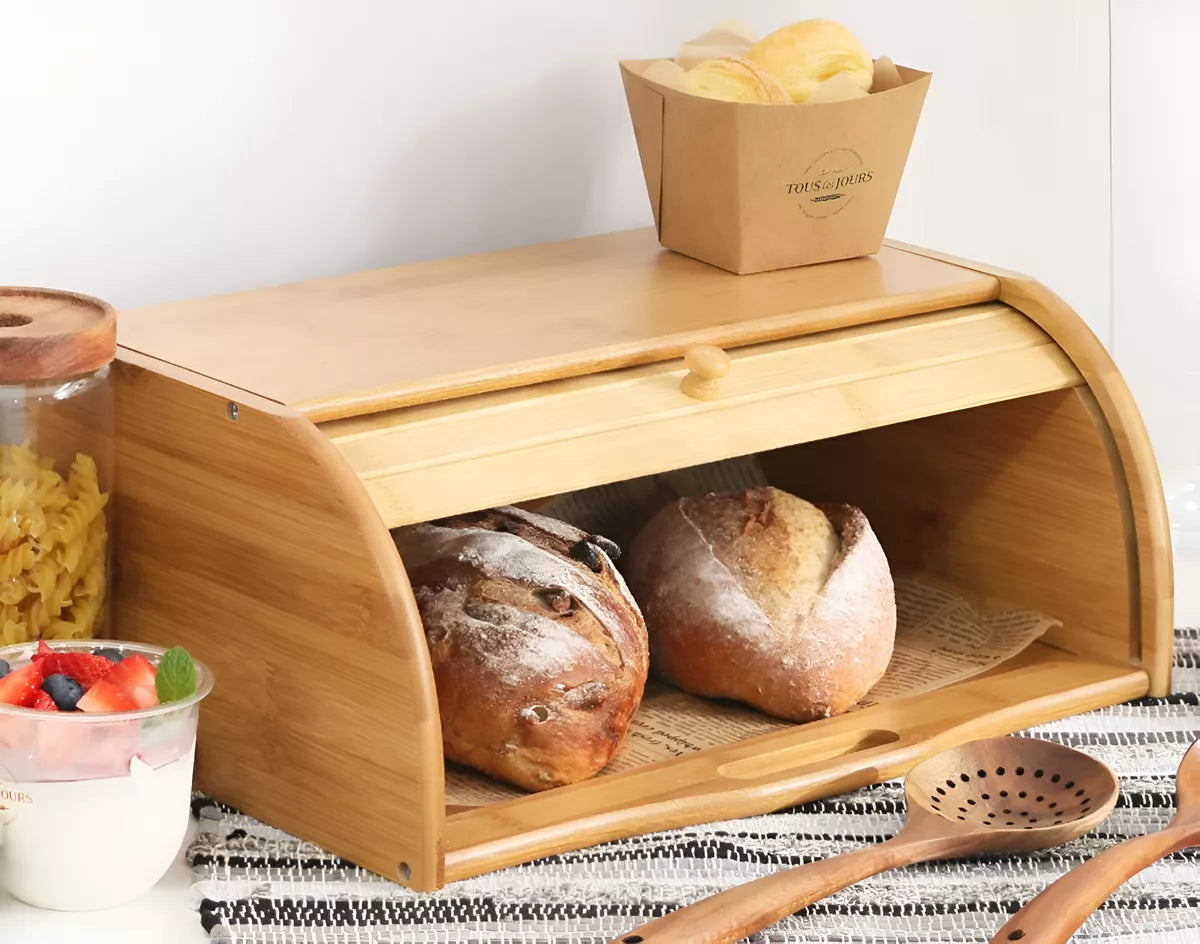 Panera De Madera De Bambú Natural Eco Grande 40cm Cocina