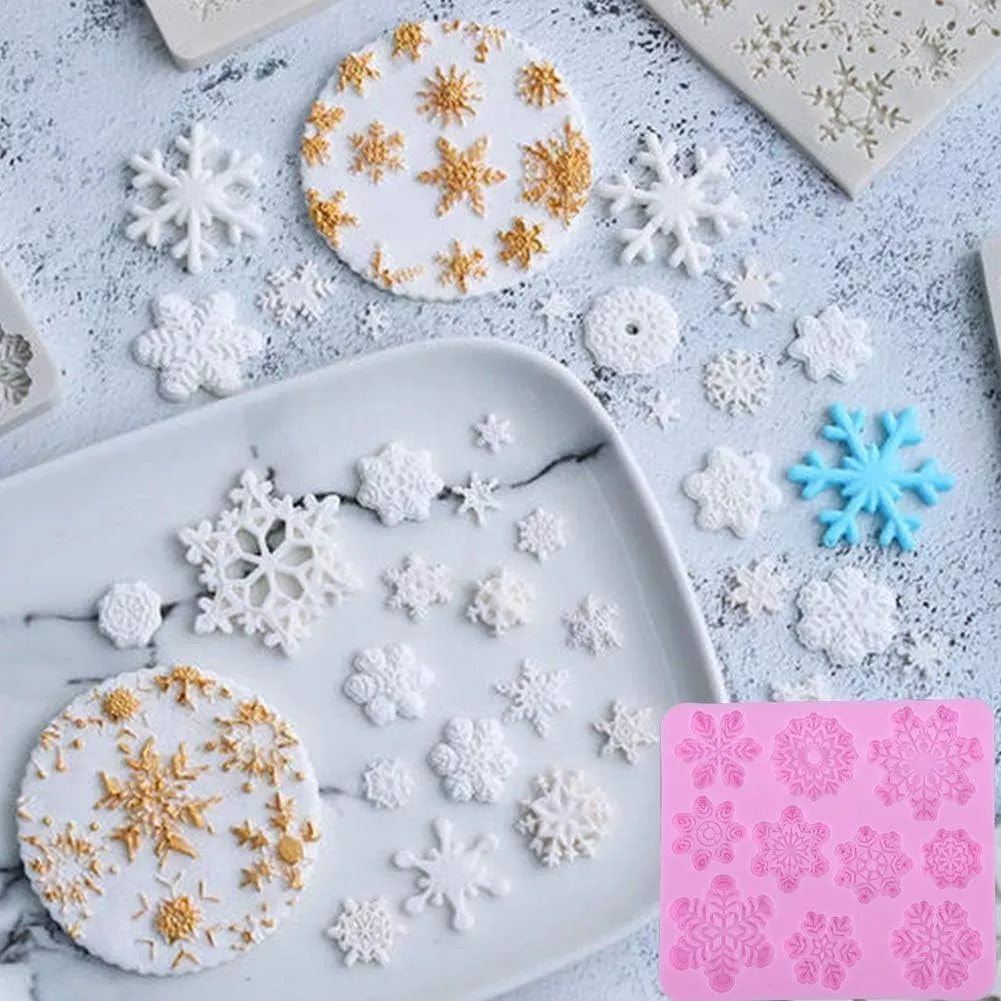 Moldes De Silicona Copos De Nieve Fondant Artesanias R-005
