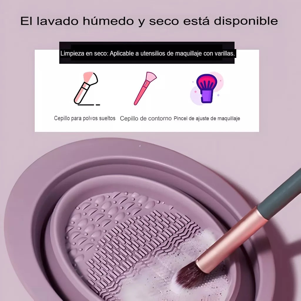 Cuenco Limpiador De Brochas De Maquillaje Silicona Plegable