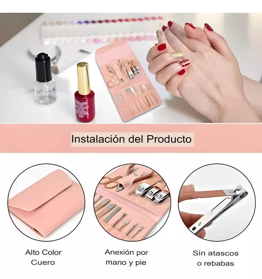 Set Profesional Manicura Pedicura Cortaúñas Acero Inoxidable