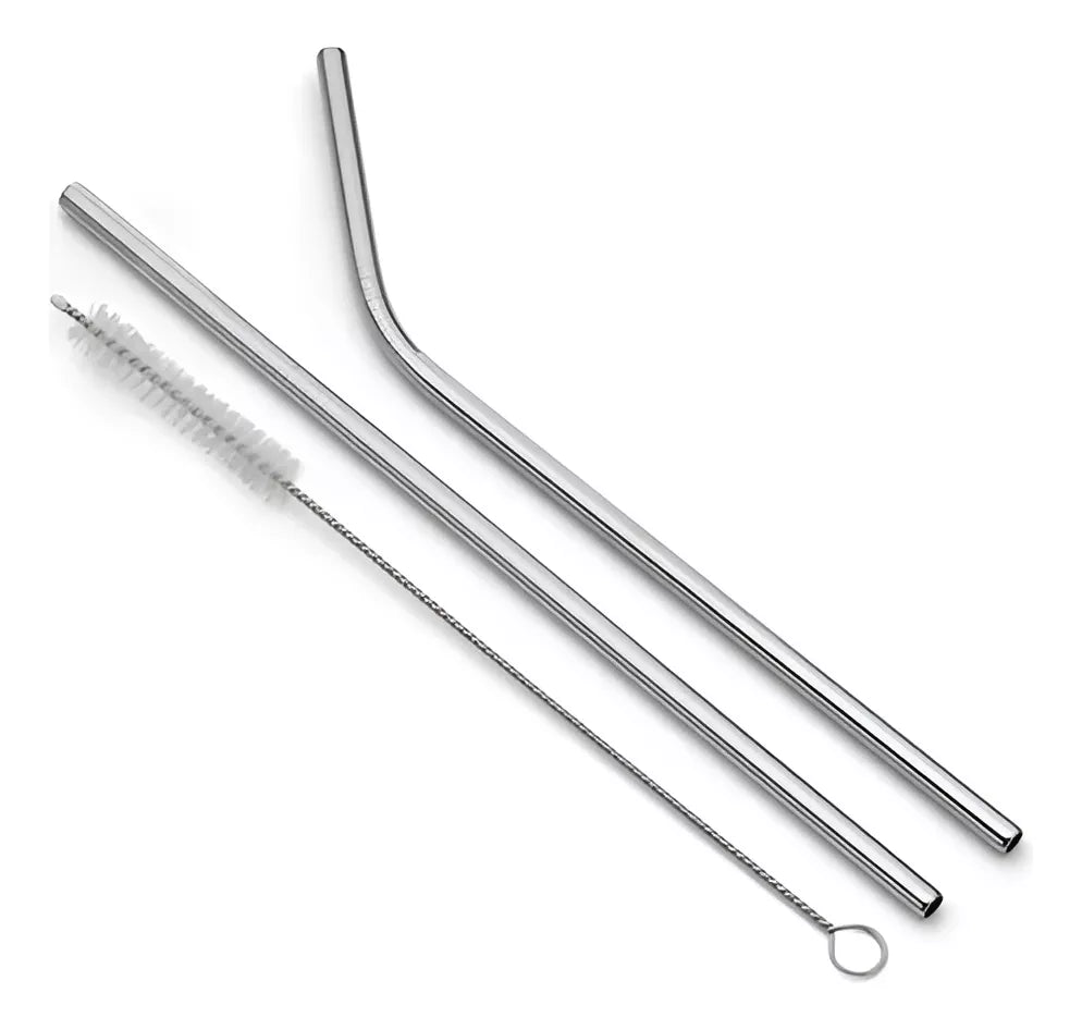 Pajita Sorbito Metalico Reutilizable De 27 Cm X3