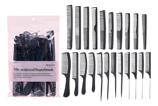 Set X22 Peines Negros Diferentes Medidas Peluqueria Barbero FEDE ADELANTE 014