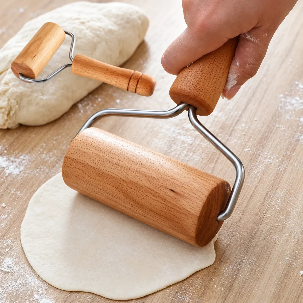 Rodillo Para Amasar Madera Pasteleria Utensilio Cocina