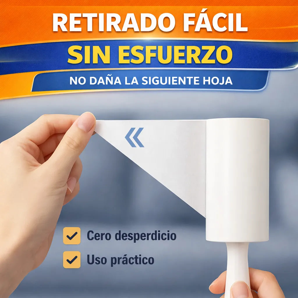 Rodillo Adhesivo Quita Pelos Pelusa Pack X10 Repuesto 700h Blanco