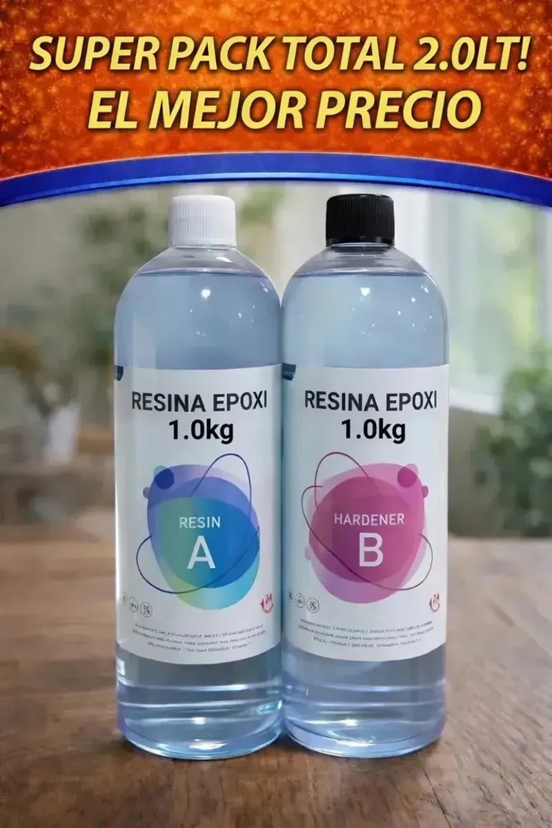 Resina Epoxi Cristal 1kg+1kg Artesanias Joyeria Total 2kg