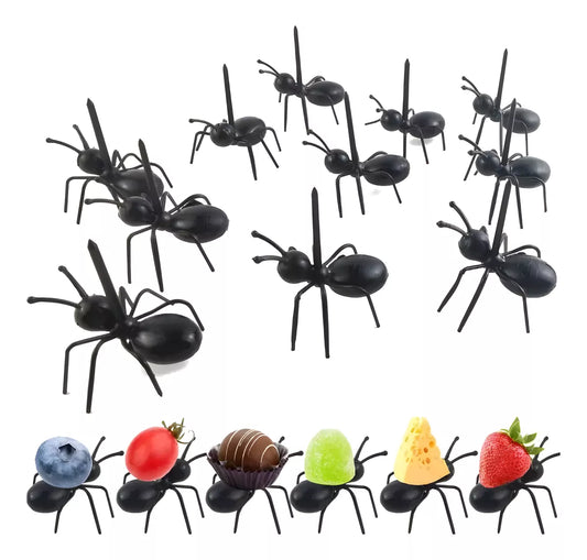 Tenedores De Postre Reutilizables Forma Hormiga Plástica 12u
