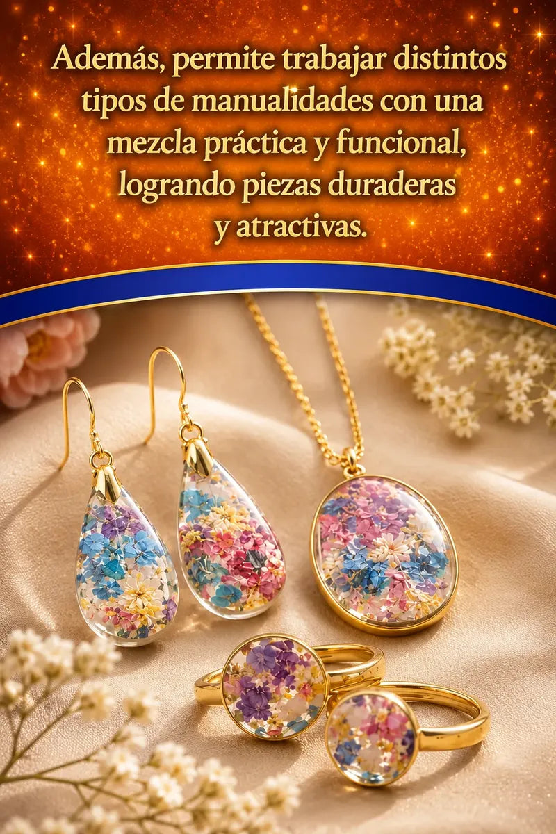 Resina Epoxi Cristal 1kg+1kg Artesanias Joyeria Total 2kg