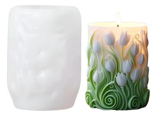 Molde De Silicona Tulipanes Velas Aromaticas O Velas Soja Molde Tulipanes R-002