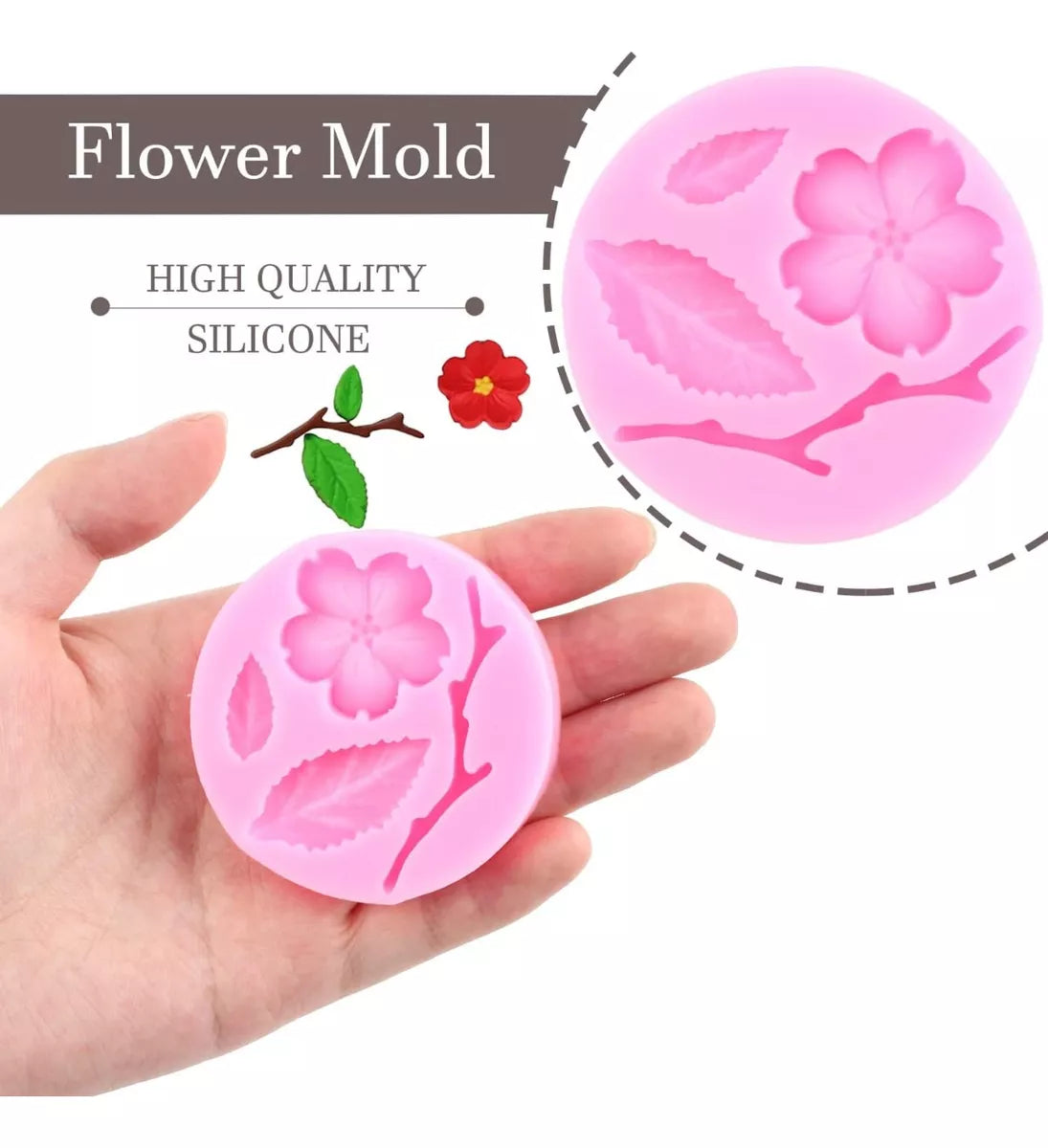 Molde De Silicona Ramas Y Flor R-052