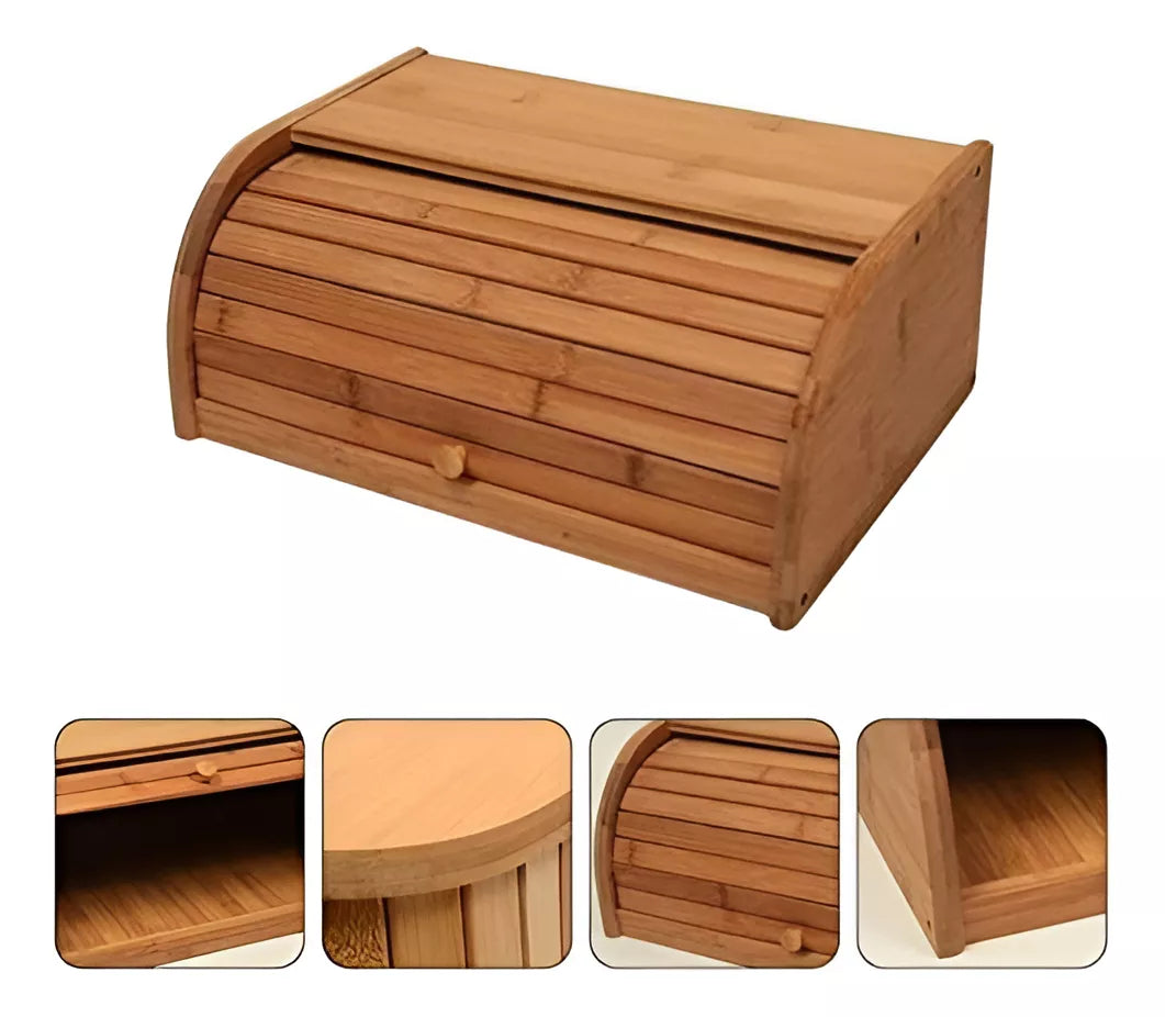 Panera De Madera De Bambú Natural Eco Grande 40cm Cocina