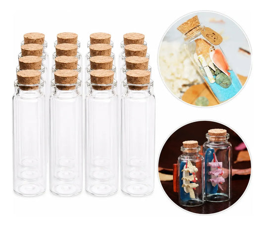 Frasco Tapa De Corcho botellitas vidrio Grandes 8.5cm x 3.0 Cm