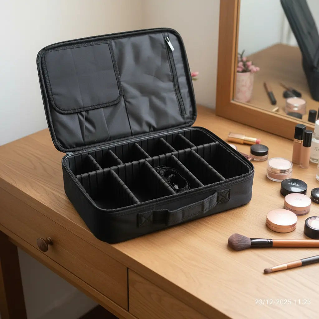 Maletín Bolso Organizador Maquillaje Con Divisores Negro