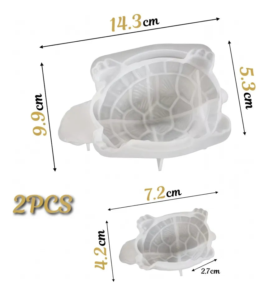 Set X2 Moldes De Silicona Forma Tortuga Ideal Velas Resina