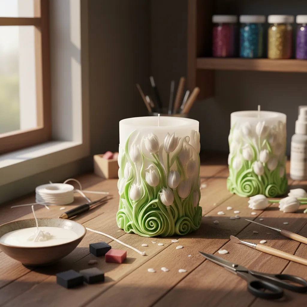 Molde De Silicona Tulipanes Velas Aromaticas O Velas Soja Molde Tulipanes R-002