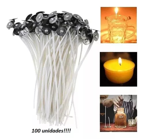 Pabilos Encerados Ideal Velas Cera Soja 12cm 100un