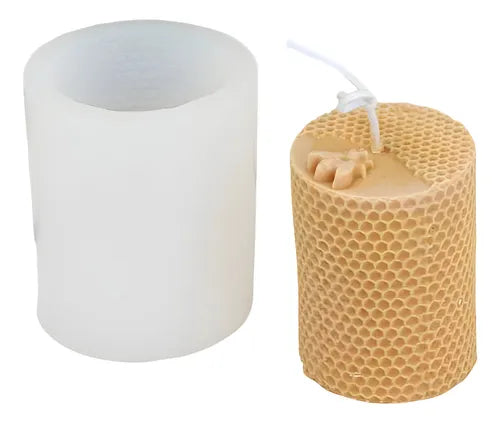 Molde Silicona Velas Cilindrico Panal Abeja Ideal Souvenir R-021