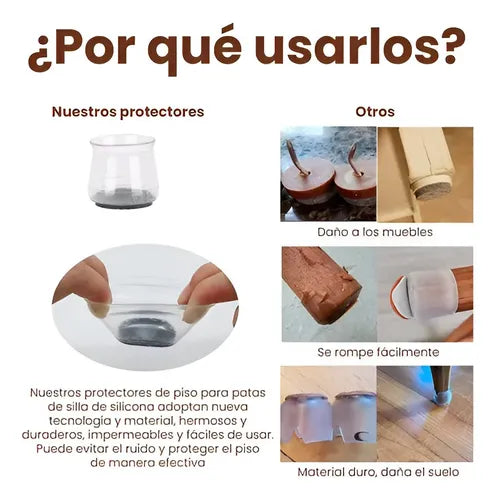 Protector Silicona Patas Sillas Muebles Sillas Regatones 16u