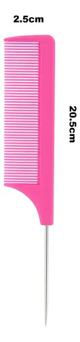 Peine Con Mango De Metal Separador De Cabello Peluqueria