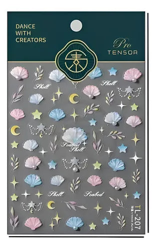 Stikers Calcamonias Para Uñas Con Relieve Estrellas Lunas FEDE-001