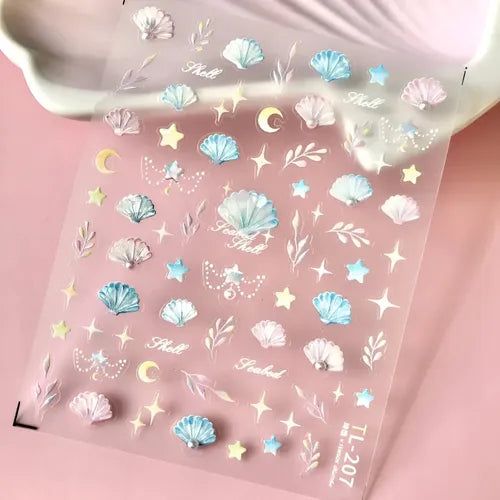 Stikers Calcamonias Para Uñas Con Relieve Estrellas Lunas FEDE-001