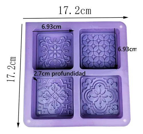 Molde De Silicona Para Jabones Cuadrados Con Diseños Varios