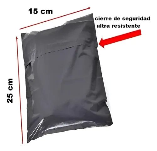 Bolsas Sobres Adhesivas 15x25cm Lisas Negras Ecommerce 100un