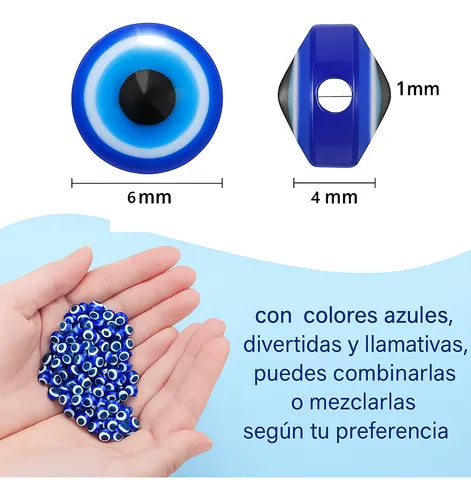 Ojo Turco Para Pulseras Collares Y Cadenas 50u 6x4mm