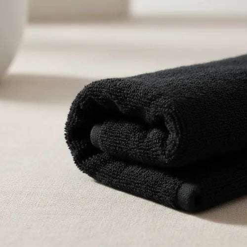 Toalla negra 100% algodon gruesa 150gr 35x75cm mano cara FEDE ADELANTE 016
