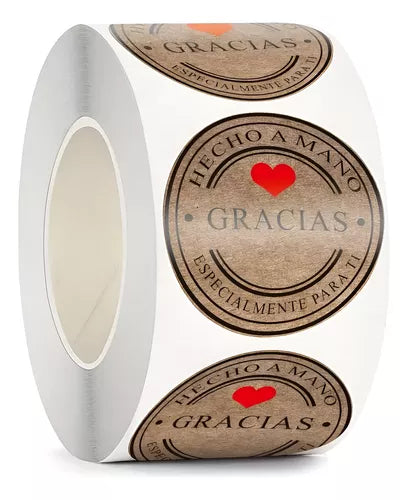 Etiquetas Stickers Adhesivos Hecho A Mano 500un 2.5cm