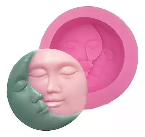 Molde Silicona Forma Vela Sol Y Luna Ideal Velas Aromaticas R-035