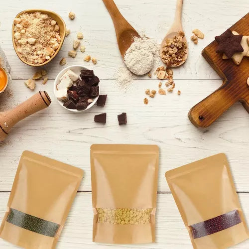 Bolsas Ziploc Papel Kraft Con Visor Pack 50un 12x20cm