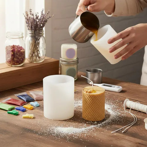 Molde Silicona Velas Cilindrico Panal Abeja Ideal Souvenir R-021